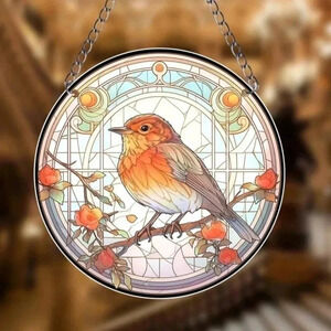 Home Decor Hanging Bird Suncatcher wall floral design chain link flowers